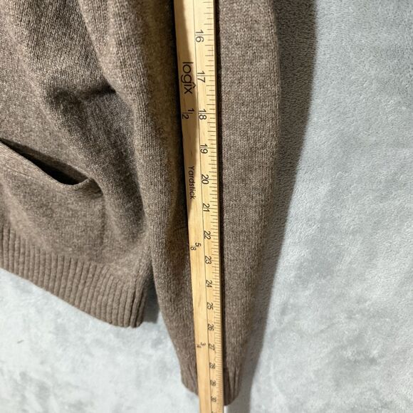 Jos A Bank Executive Sweater L Mens Beige Lambswool Cardigan Grandpa Grunge - Picture 4 of 8